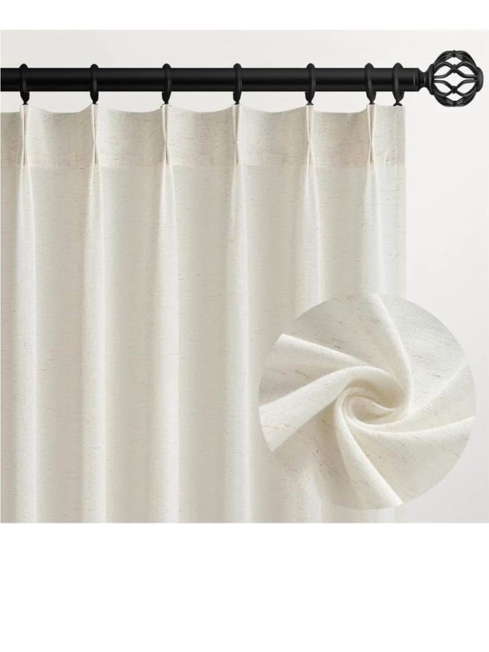 Topfinel Natural Pinch Pleated Linen Curtains 84 Inch Length 2 Panels